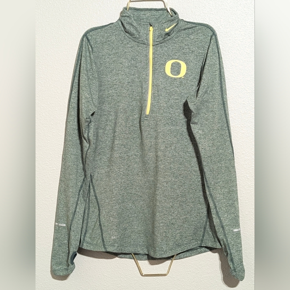 ​Nike Oregon Ducks Heather Green Dri-FIT 1/4 Zip Running Pullover Sz Small